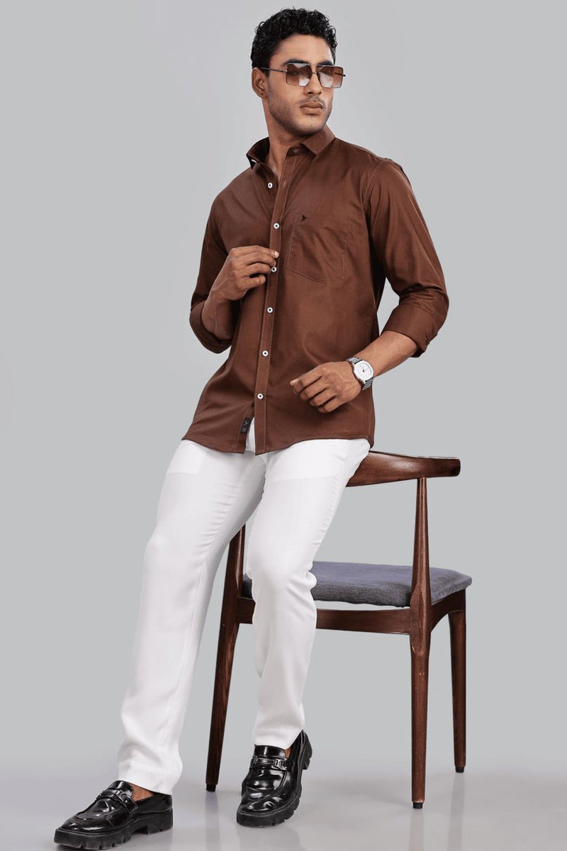 Caramel Brown Cotton Linen-Full-Stain Proof