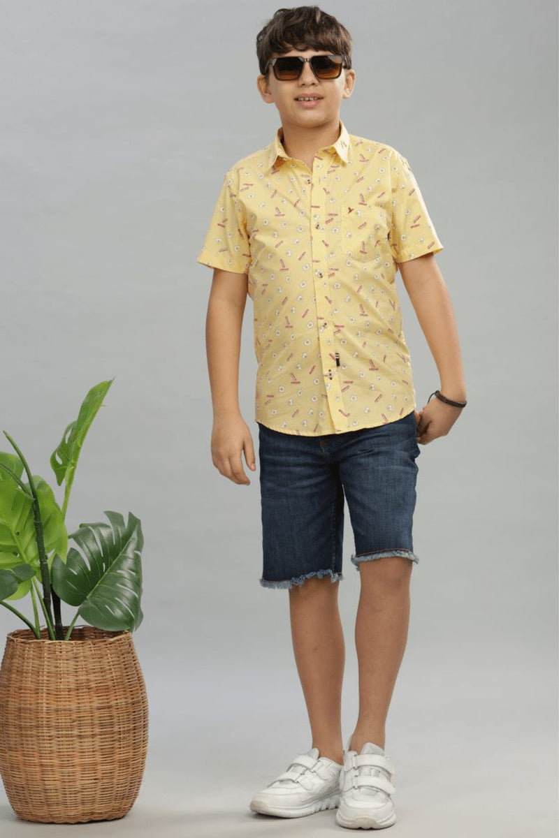 KIDS - Yellow Yolk Print - Half-Stain Proof Shirt