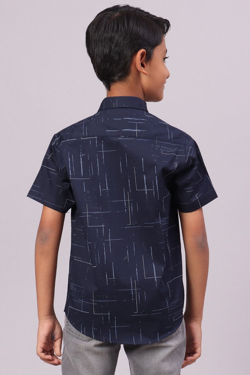 KIDS - Navy Bold Print-Half-Stain Proof Shirt