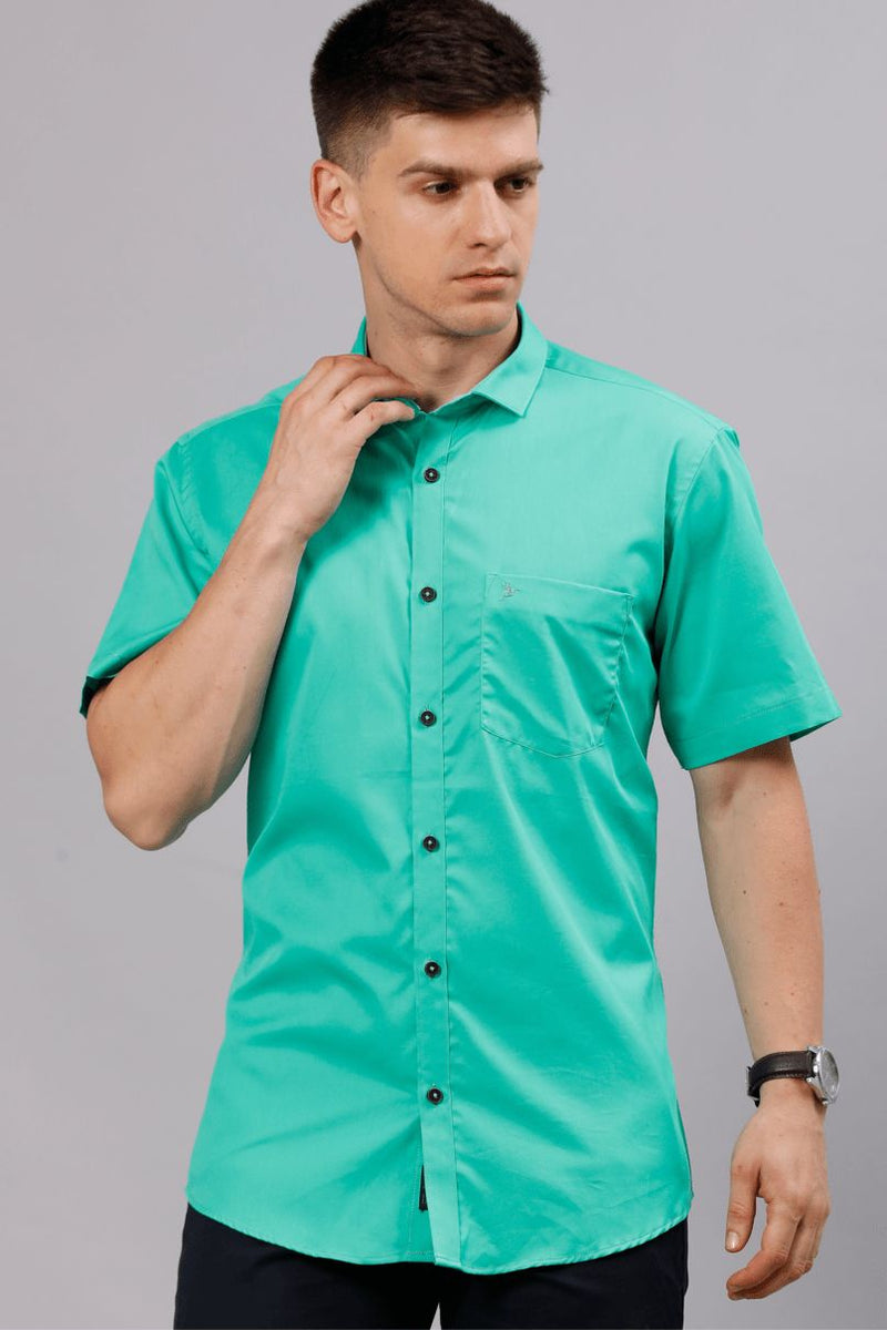 Turquoise Green Solid - Half Sleeve - Stain Proof