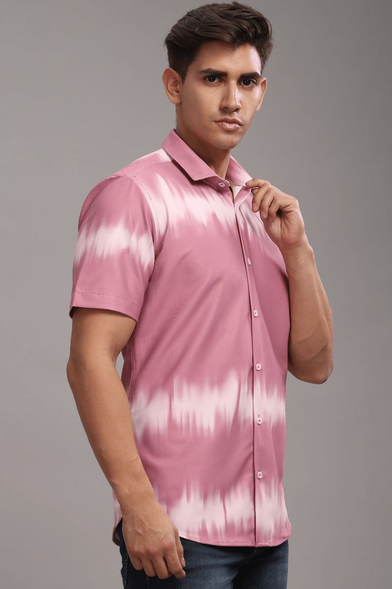 Pink Echo Printed Shirt - Half - Wrinkle Free