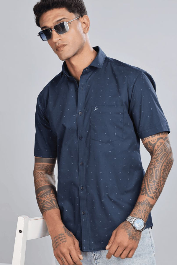 Navy Twinkle Print - Half Sleeve - Stain Proof