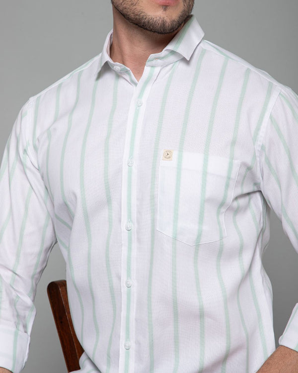 Green & White Grid Line Stripes - Full-Stain Proof