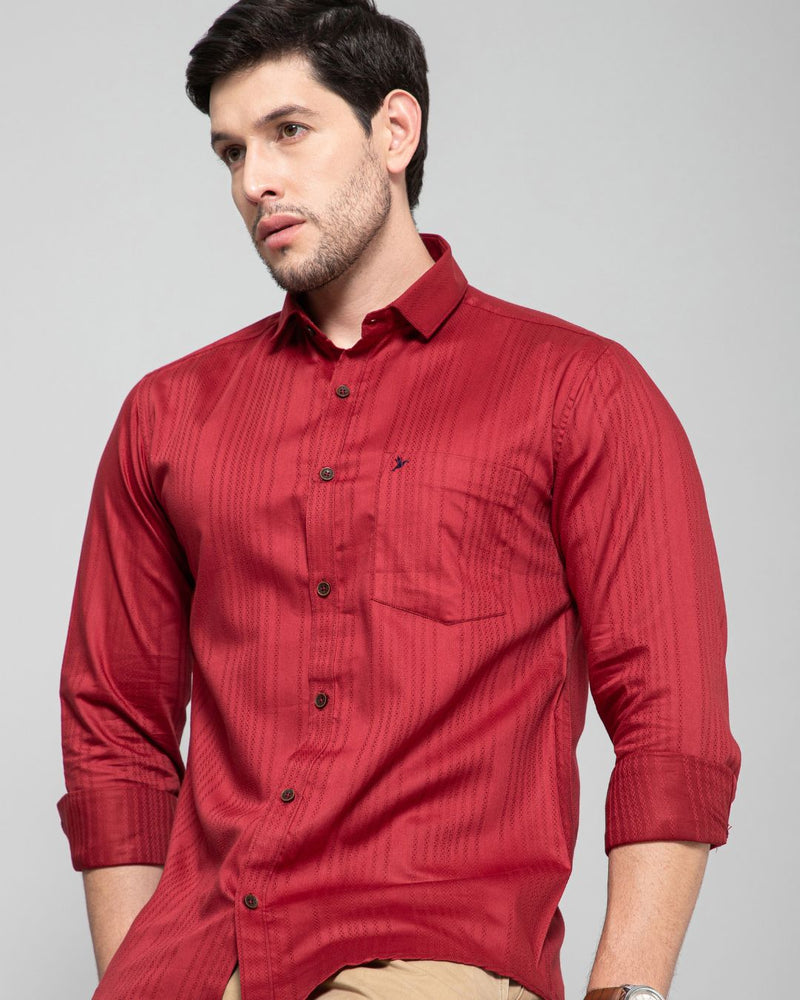 Cherry Red Self Design - Full-Stain Proof