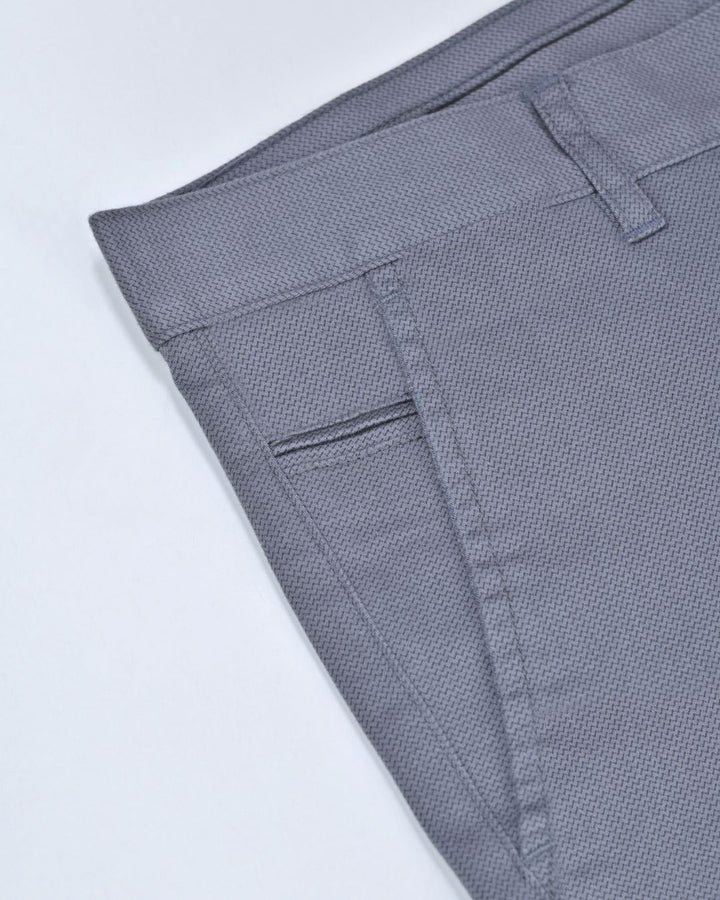 Steel Grey Sea Wave Printed - 2 way stretch - COTTON PANT