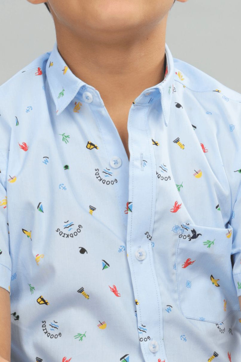 KIDS - Blue Sailor Print - Half-Stain Proof Shirt