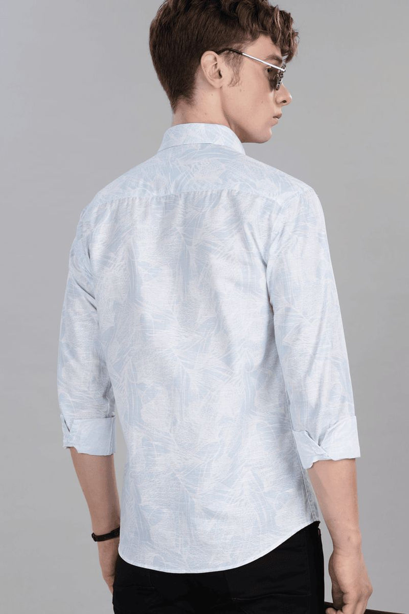 Sky Blue & White Print -Full-Stain Proof