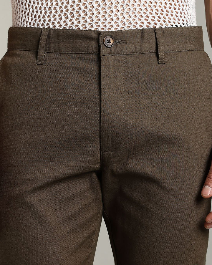 Dark Green - 2 way stretch - COTTON LINEN PANT