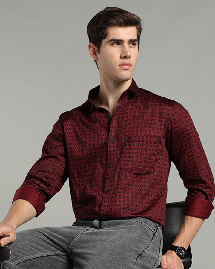Maroon Mosaic Print -Full-Stain Proof