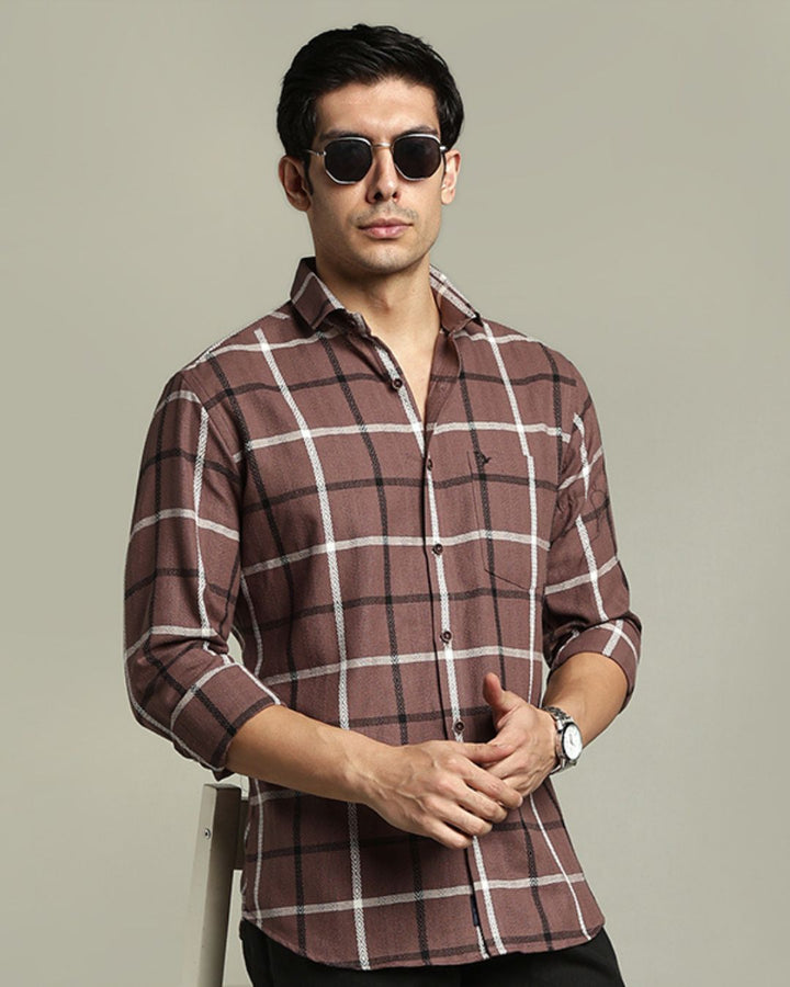 Walnut Brown Monochrome Checks -Full-Stain Proof