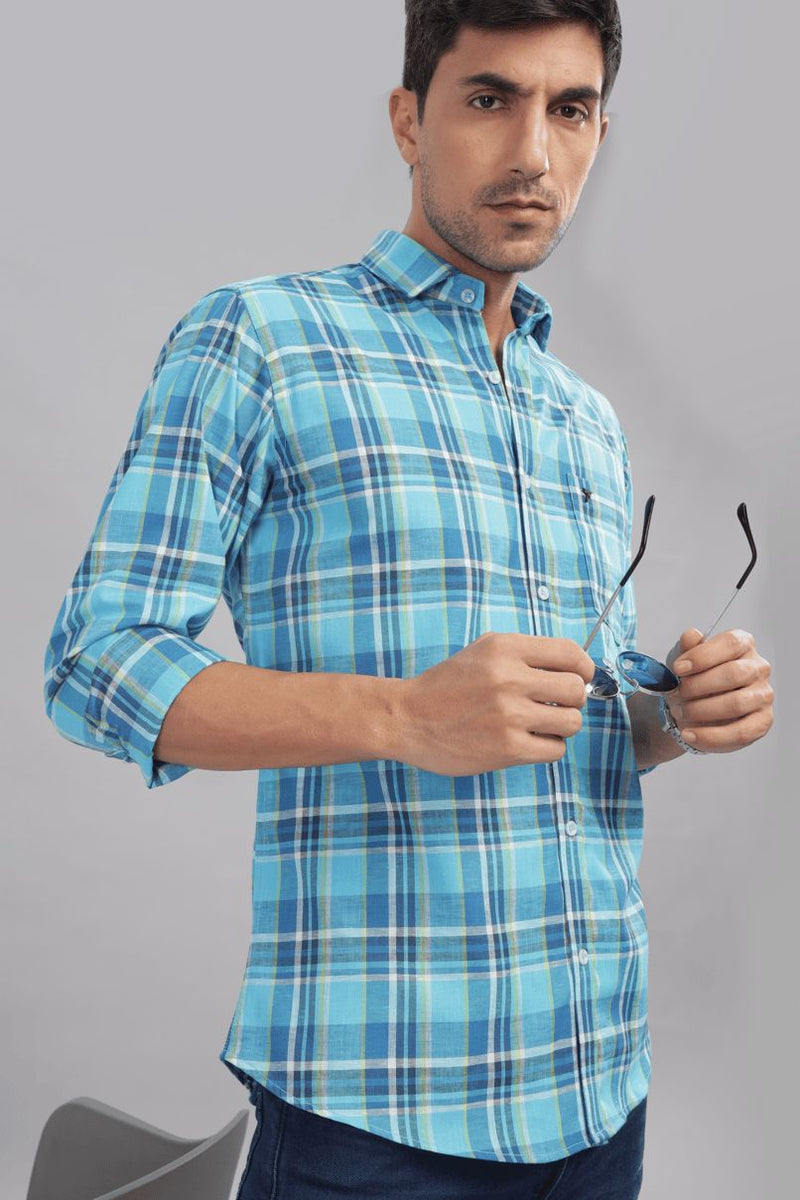 Ocean Blue Checks - Full-Stain Proof