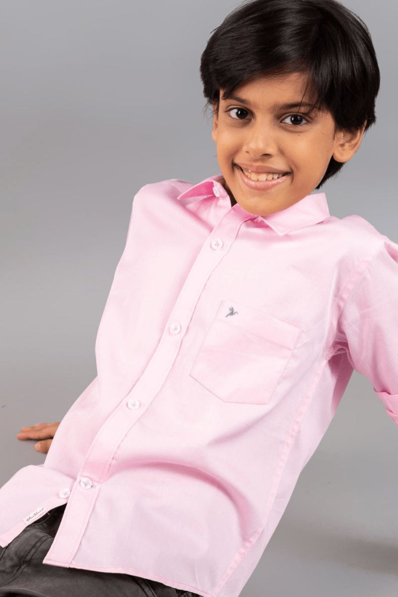 KIDS - Baby Pink Solid Shirt-Stain Proof Shirt