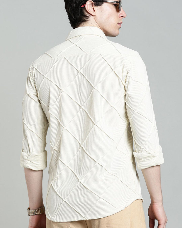 Cream Thread Checks - Full-Corduroy Shirt