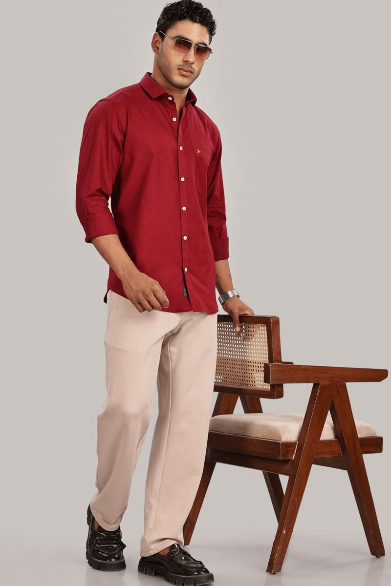 Cherry Red Cotton Linen-Full-Stain Proof