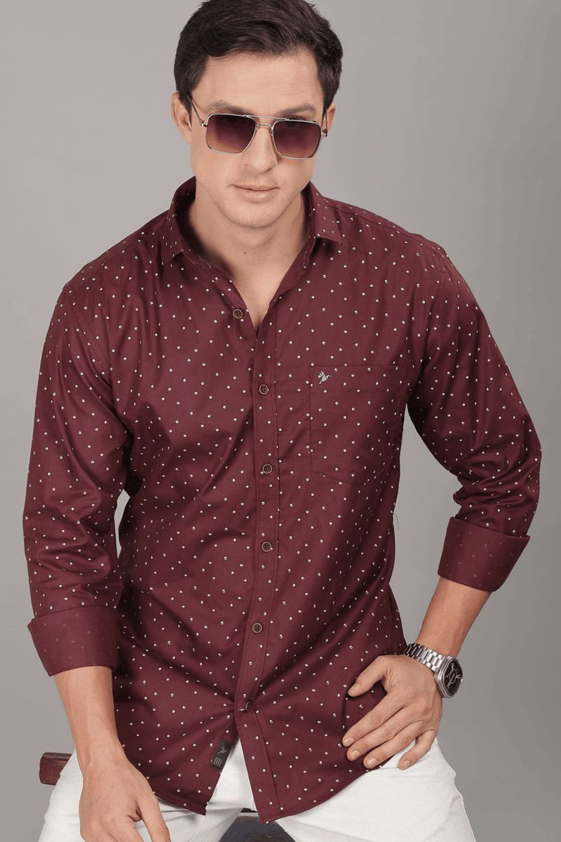 Maroon Polka Print -Full-Stain Proof