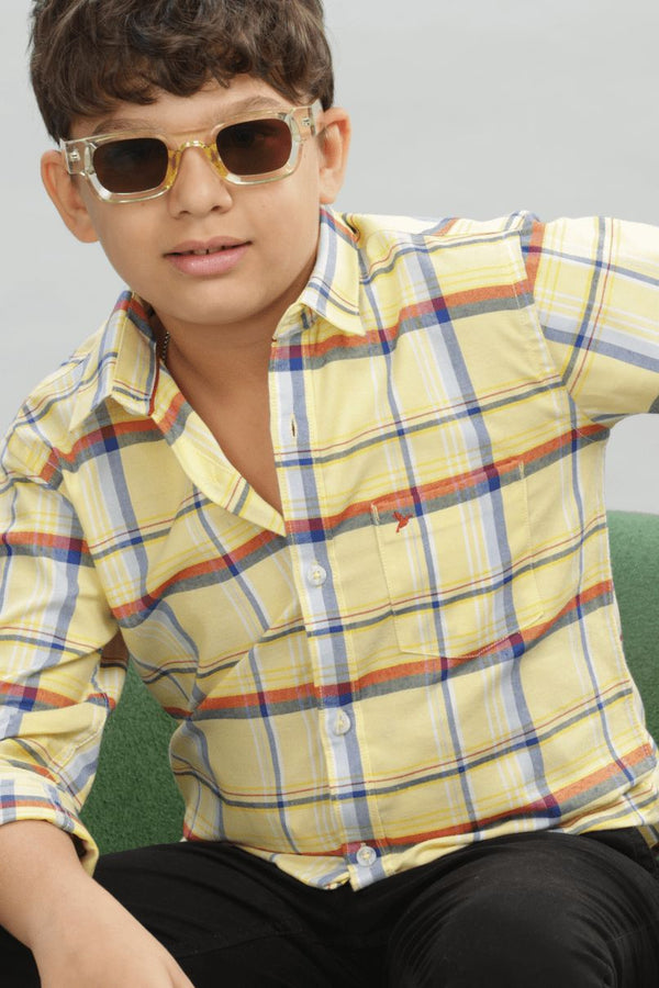 KIDS - Summer Yellow Checks-Stain Proof Shirt