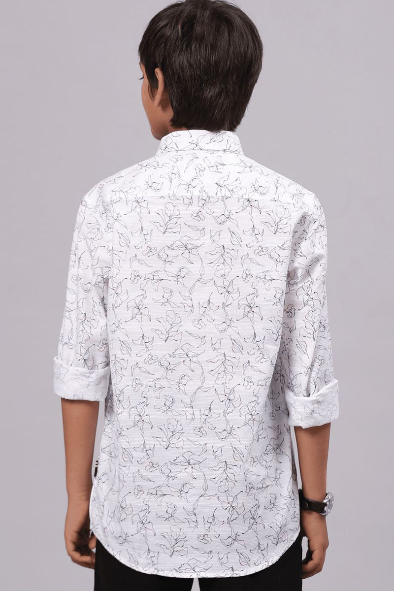 FATHER & SON - White Leafy Print