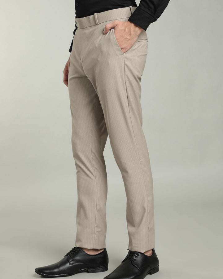 Dark Cream Mini Stripes - Wrinkle free Formal Pant