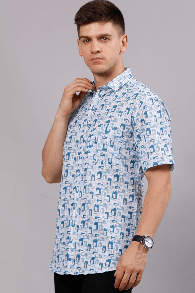 Blue Multi Capsule Print - Half Sleeve - Stain Proof