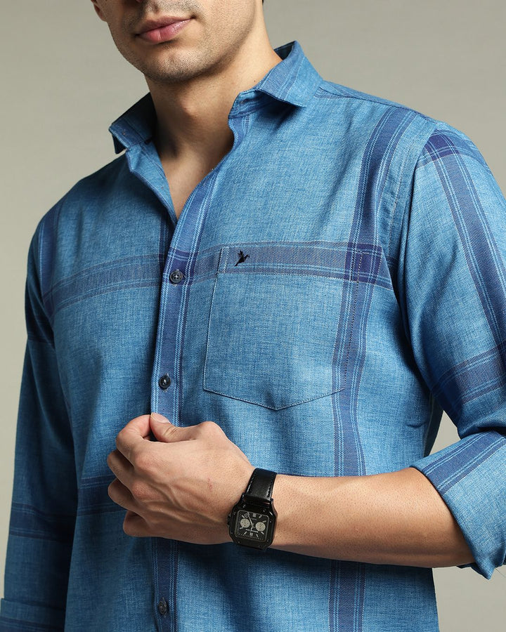 Denim Blue Large Checks -Full-Stain Proof