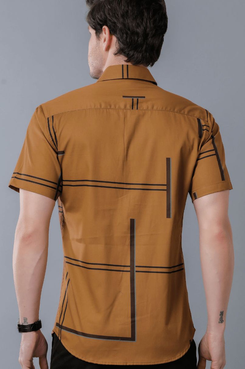 Golden Brown Print - Half Sleeve - Stain Proof