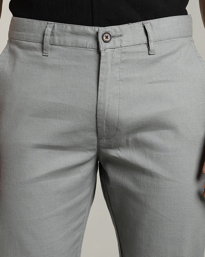 Greenish Grey - 2 way stretch - COTTON LINEN PANT