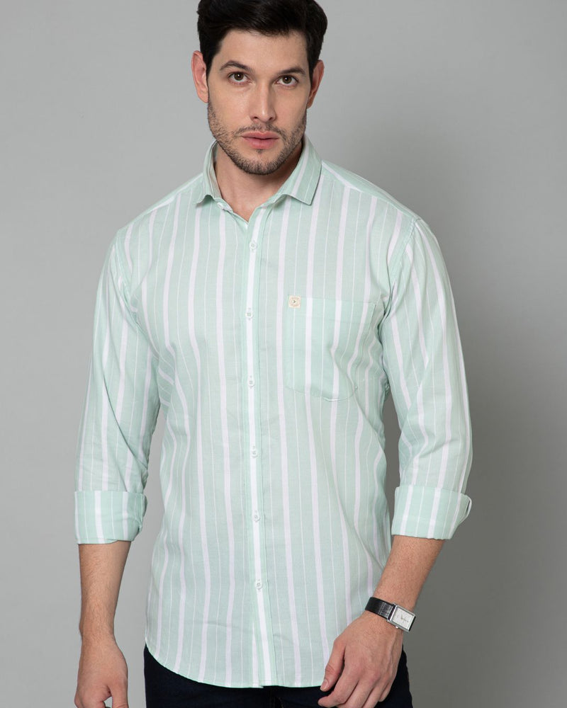Green & White Bold Stripes - Full-Stain Proof