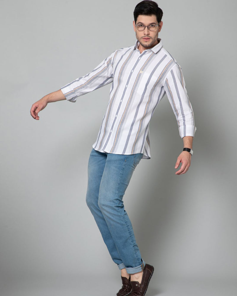 White Navy Stripes - Full-Stain Proof