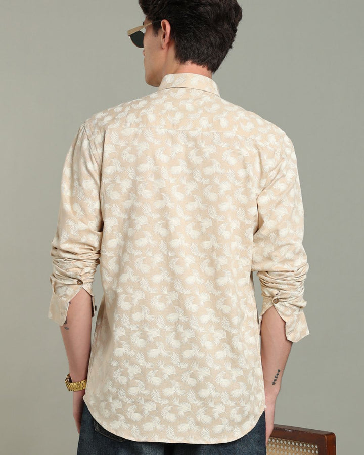 Sandal Cream Leaf Print - Full-Stain Proof
