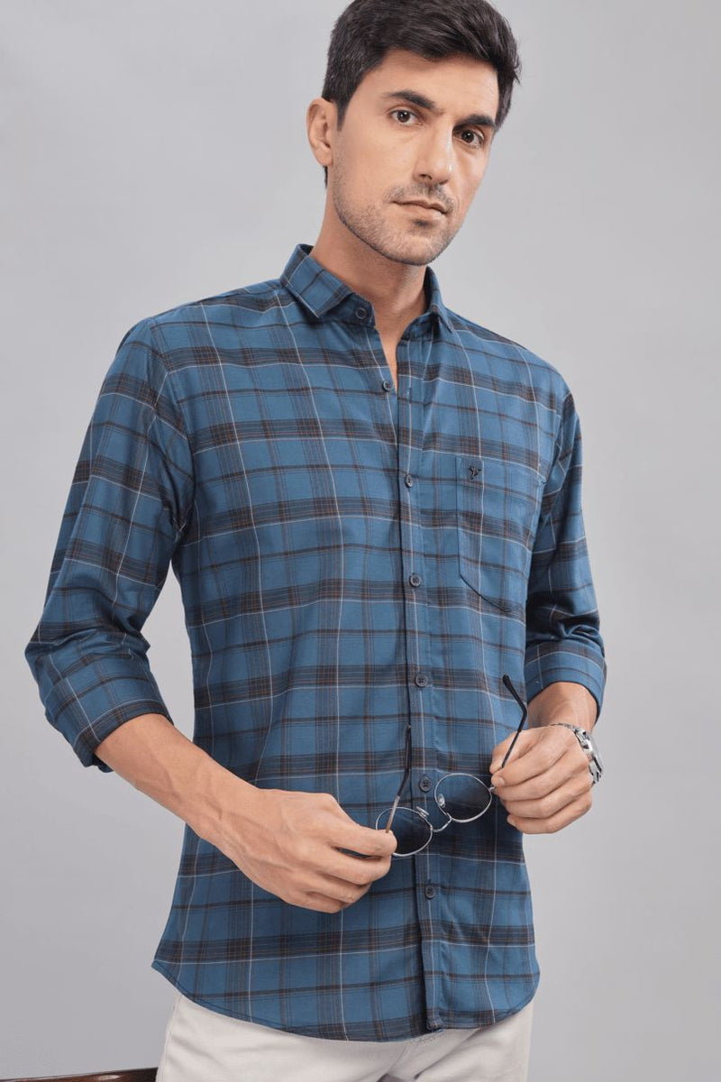 Metal Blue & Black Multi Line Checks - Full-Stain Proof