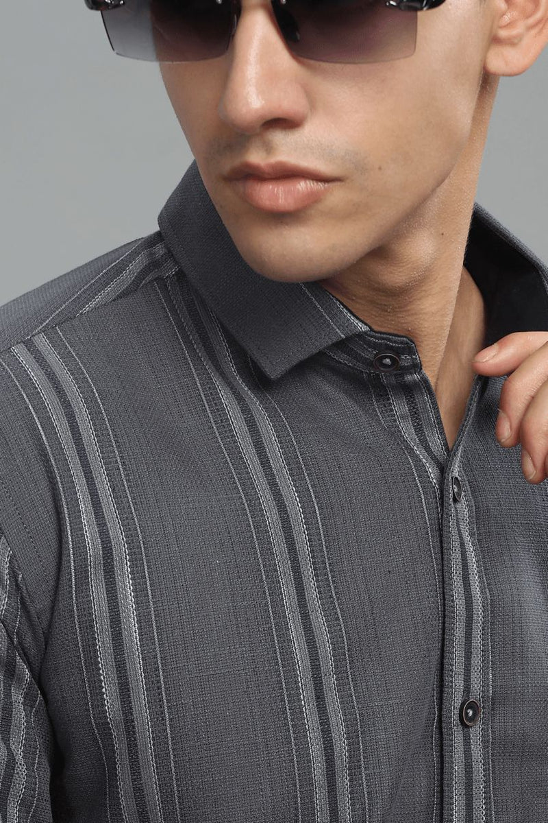 Charcoal Grey Vertical Stripes - Full-Stain Proof