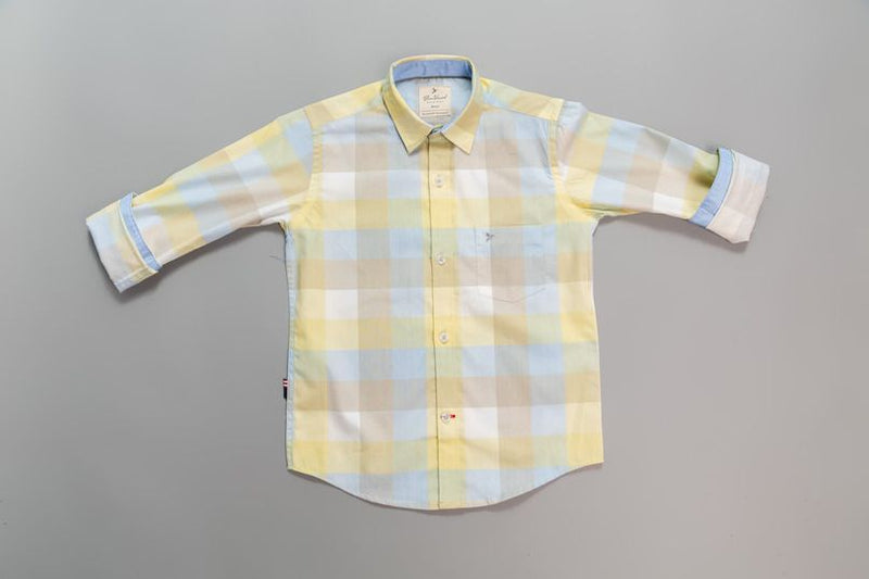 KIDS - Yellow Box Checks-Stain Proof Shirt