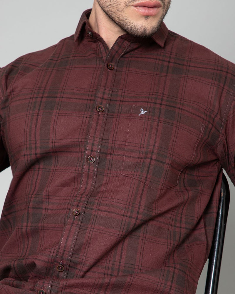 Dark Maroon Checks - Full-Stain Proof