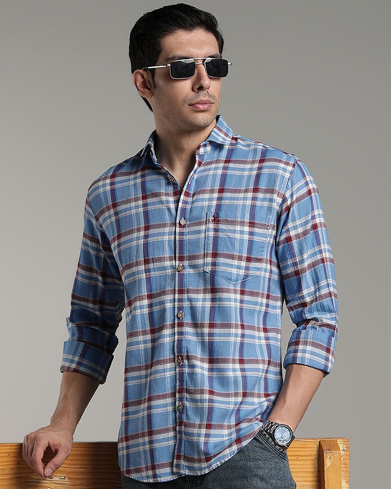 Sky Blue & Red Line Checks - Full-Stain Proof