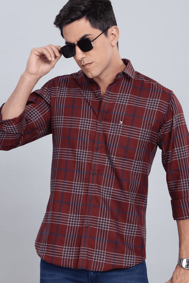 Maroon & Navy Line Checks - Full-Stain Proof