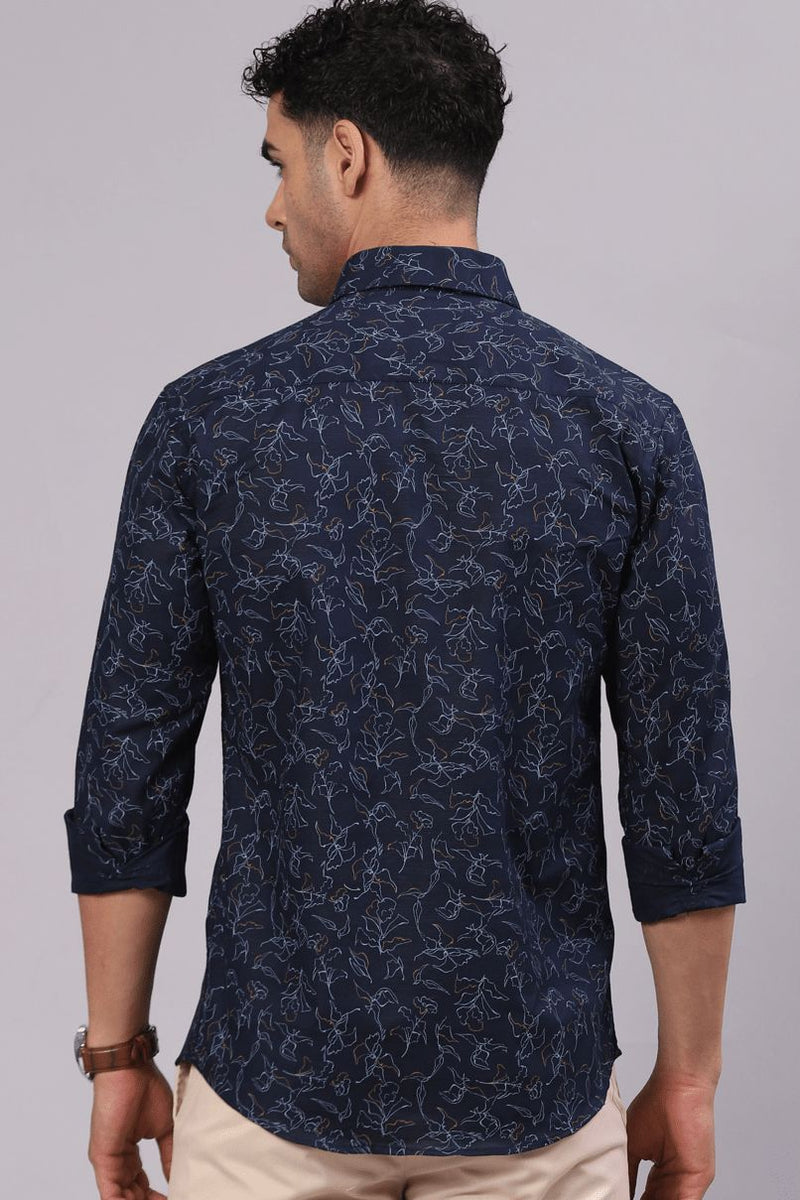 FATHER & SON - Navy Leafy Print