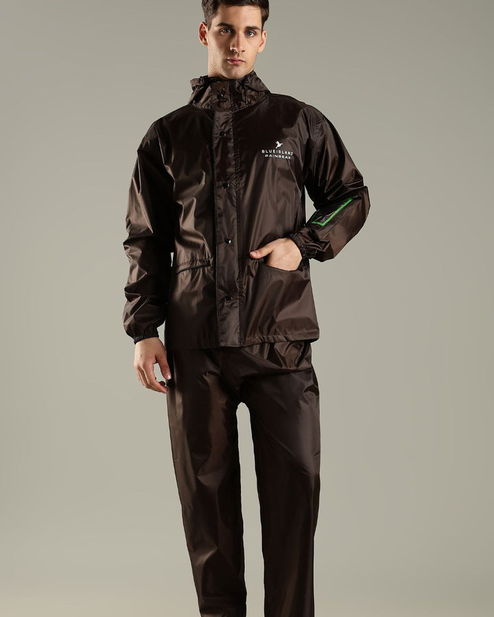 Teak Brown - Rain Jacket with Pant and Mobile Pouch