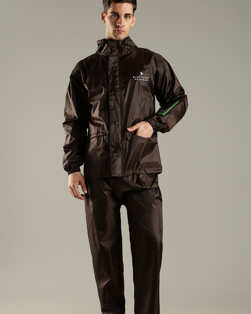 Teak Brown - Rain Jacket with Mobile Pouch