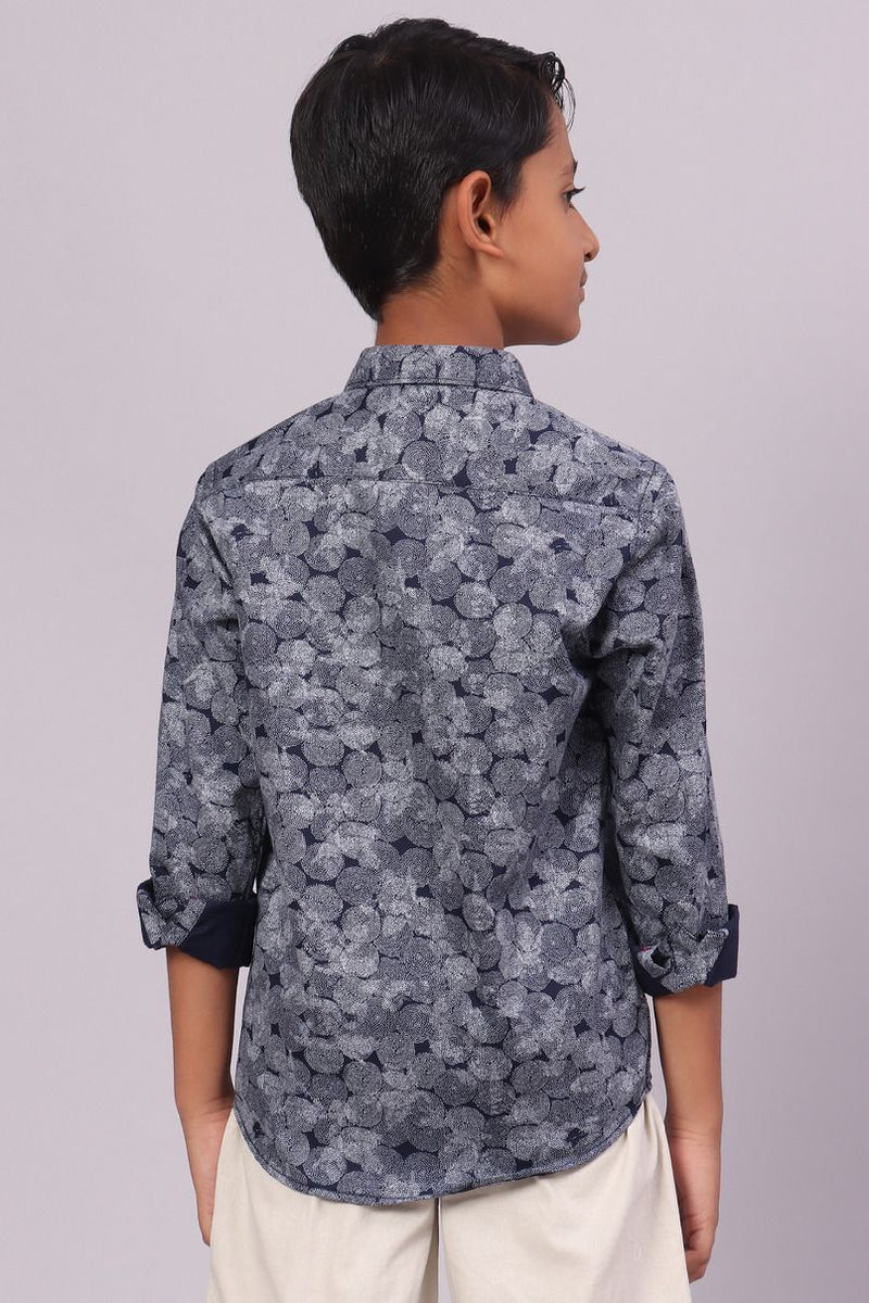 KIDS - Navy Mystic Print-Full-Stain Proof Shirt