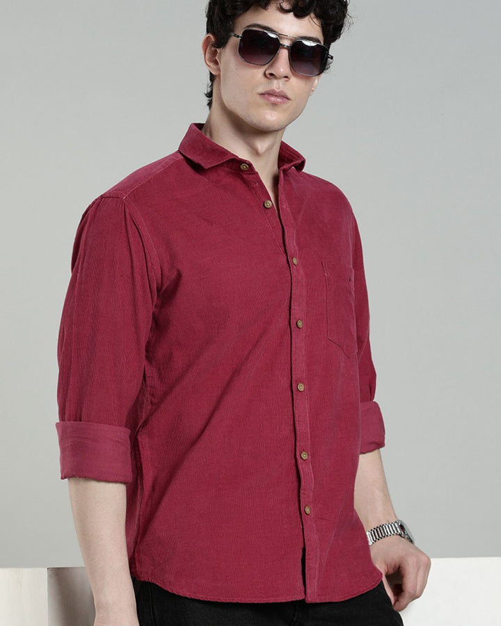 Dark Pink - Full-Corduroy Shirt