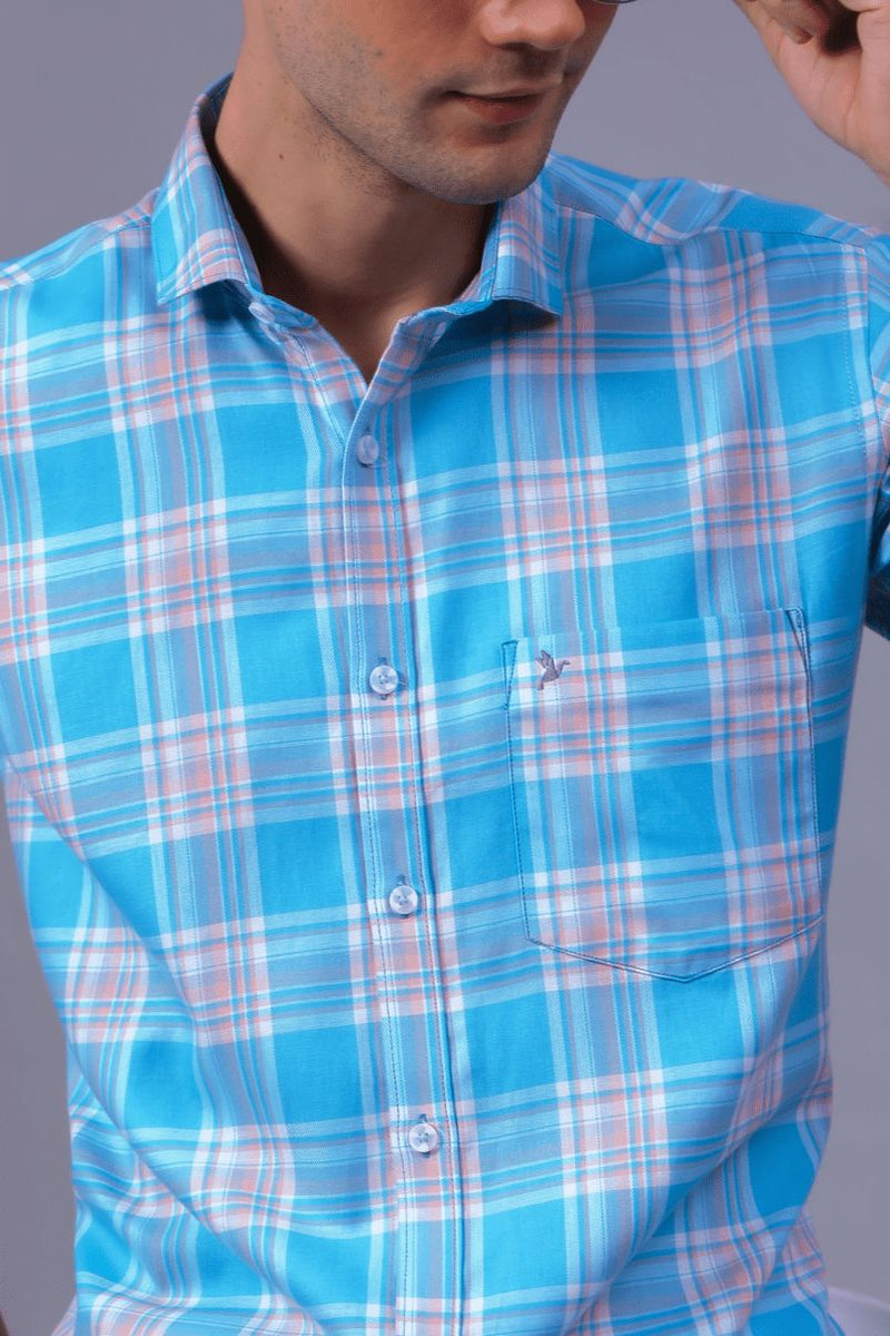 Bright Blue Checks - Full-Stain Proof