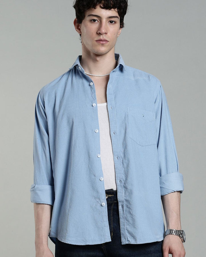 Sky Blue - Full-Corduroy Shirt