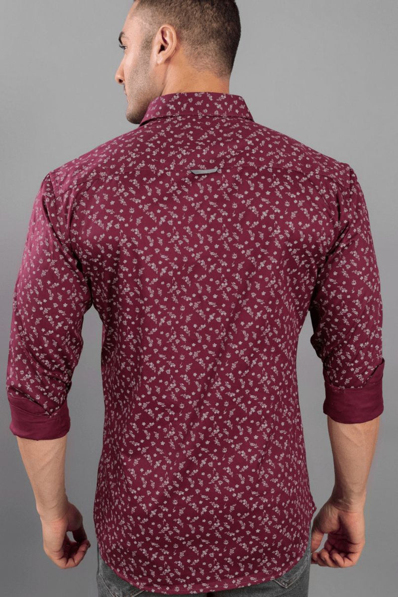 Burgundy Red Leafy Print -Full-Stain Proof