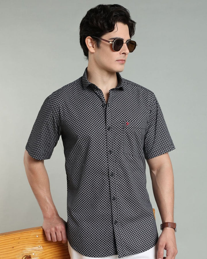 Black Round Print -Half-Stain Proof