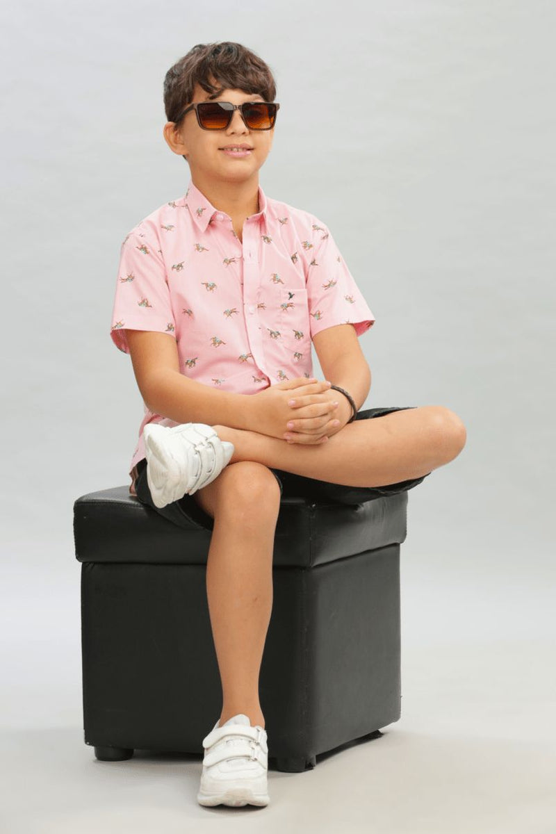 KIDS - Pink Jockey Print - Half-Stain Proof Shirt