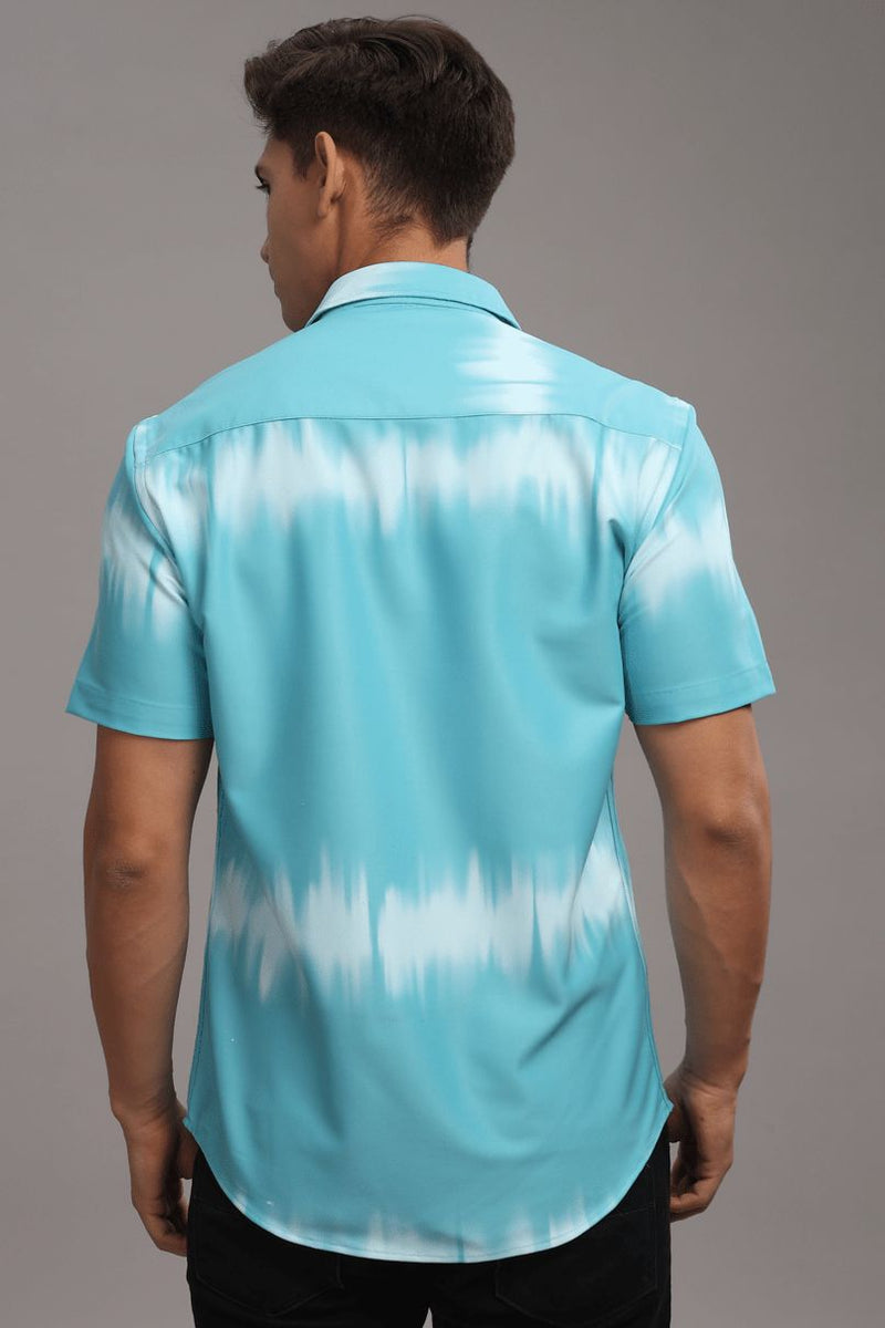 Blue Echo Printed Shirt - Half - Wrinkle Free