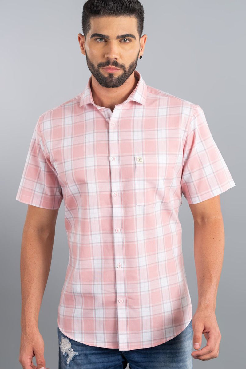 Pink and White Checks - Half Sleeve - Stain Proof
