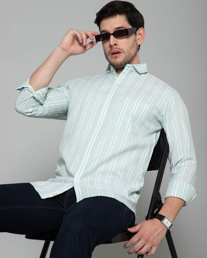 Green & Blue Line Stripes - Full-Stain Proof