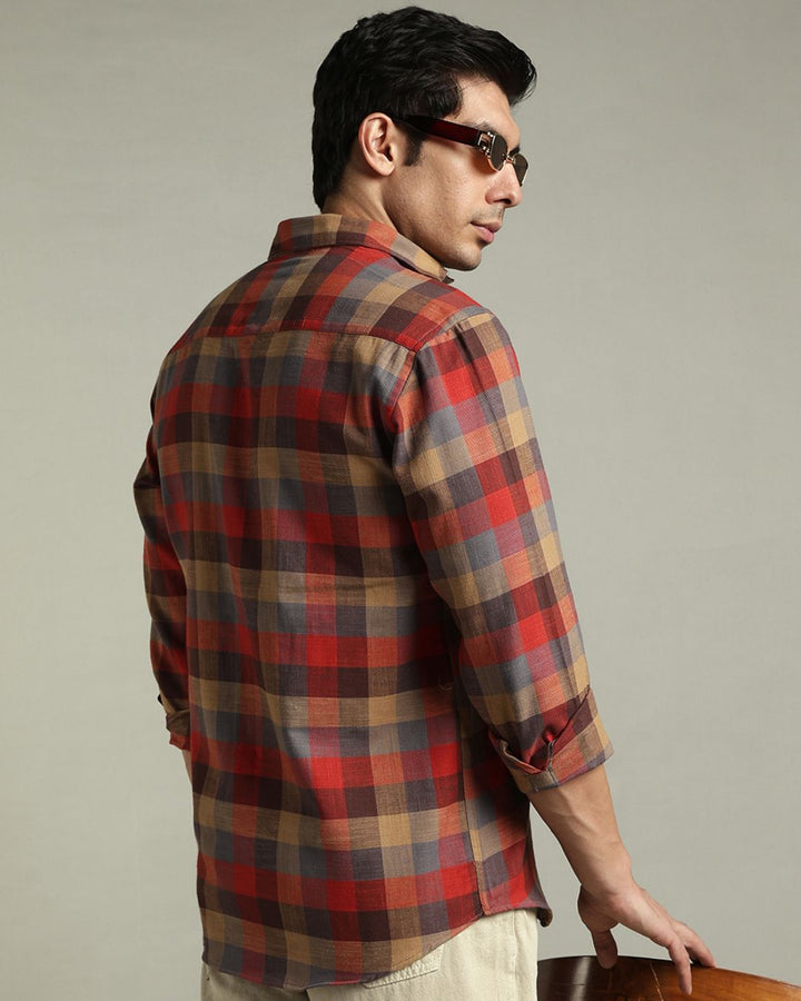 Rust Brown & Grey Checks - Full-Stain Proof
