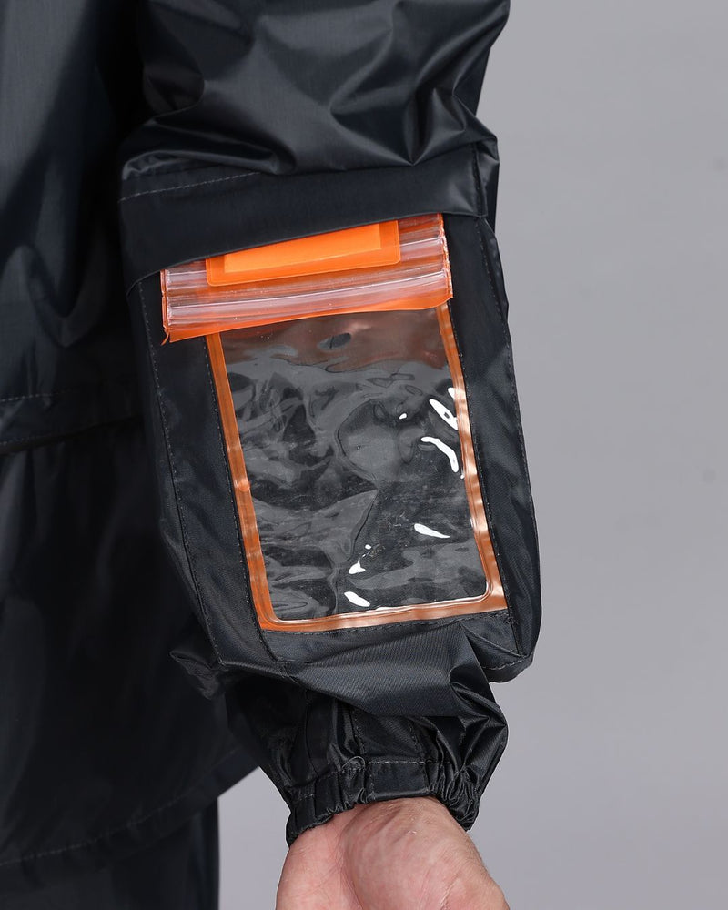 Grey - Rain Jacket with Pant and Mobile Pouch